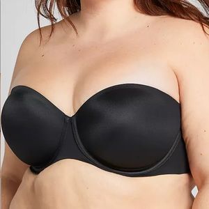 Lane Bryant Cacique Black Strapless Bra 46D EUC
